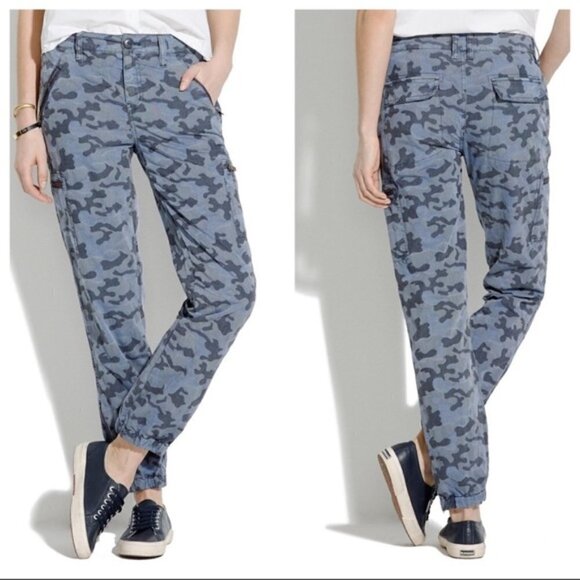 Madewell Blue Camouflage Zip Cargo Pants 28 NWT - Picture 6 of 6
